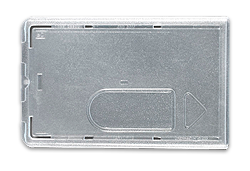 Kartenhalter aus transparent-mattem Polycarbonat im Taschenformat mit Daumenausschub